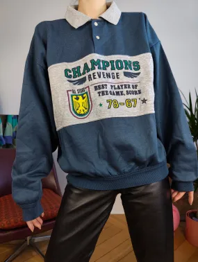 Vintage 90s Champions college sweatshirt sweater pullover jumper university sport polo blue grey women unisex men L