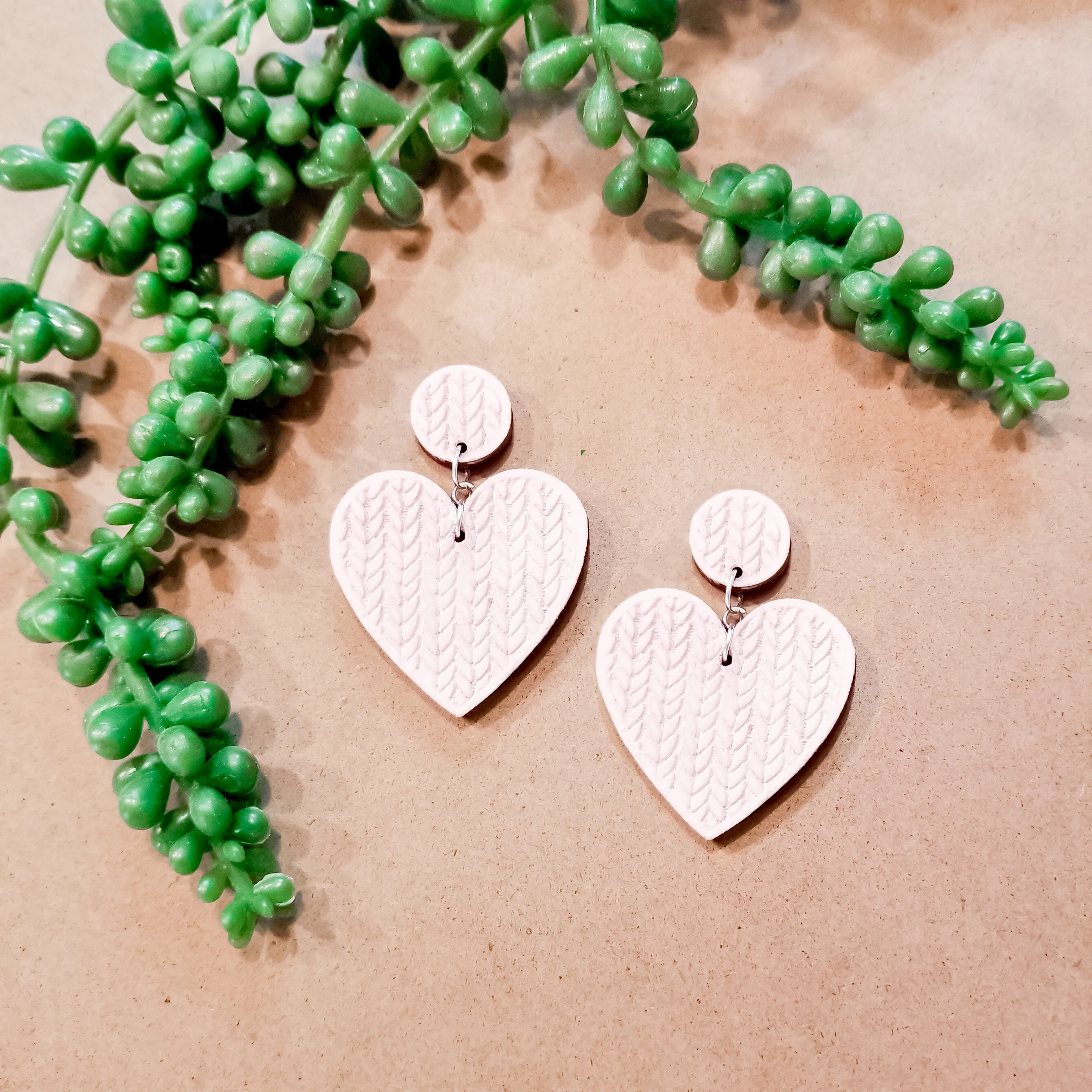 Wooden Heart Sweater Earrings