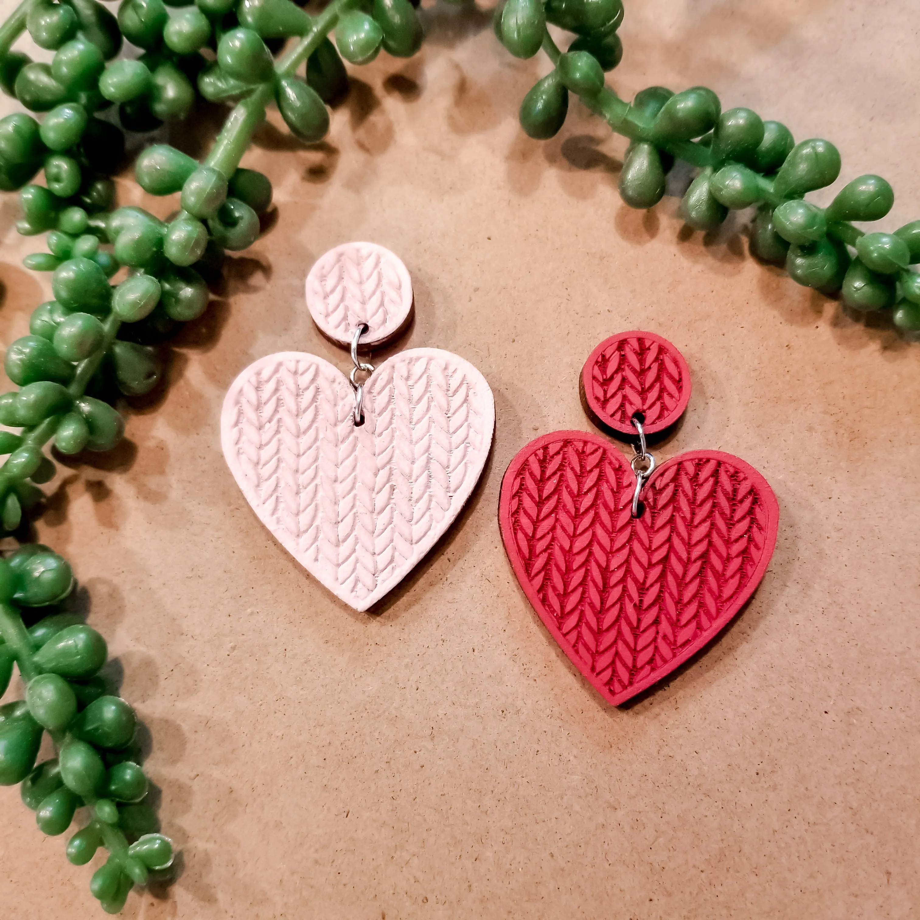 Wooden Heart Sweater Earrings