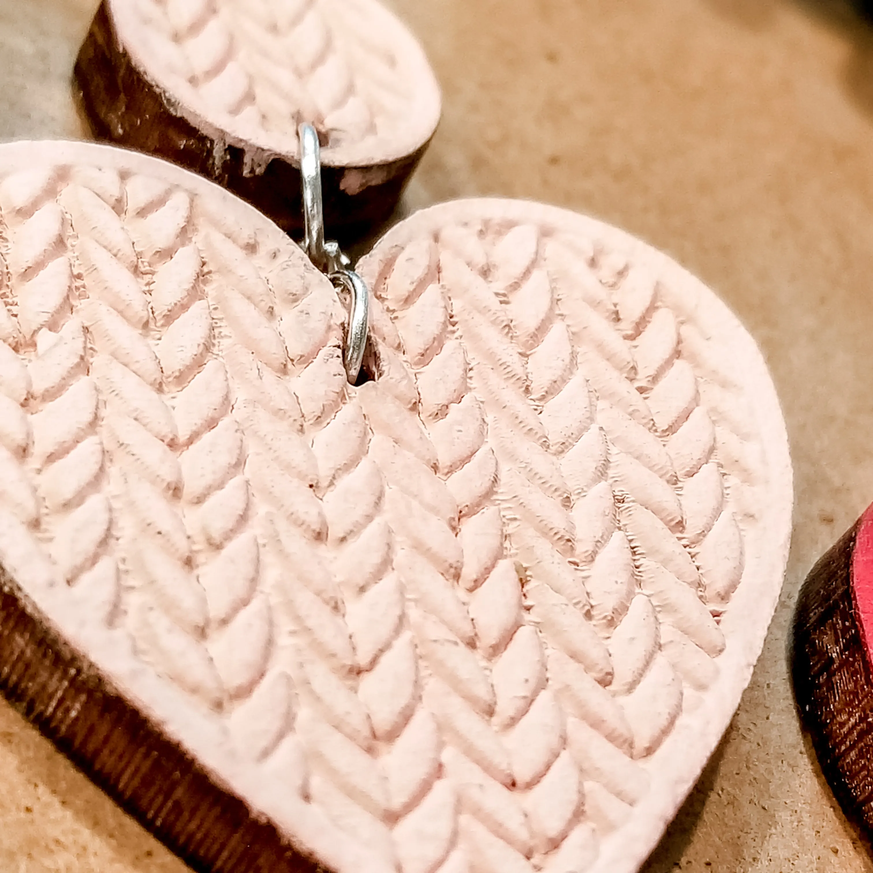 Wooden Heart Sweater Earrings