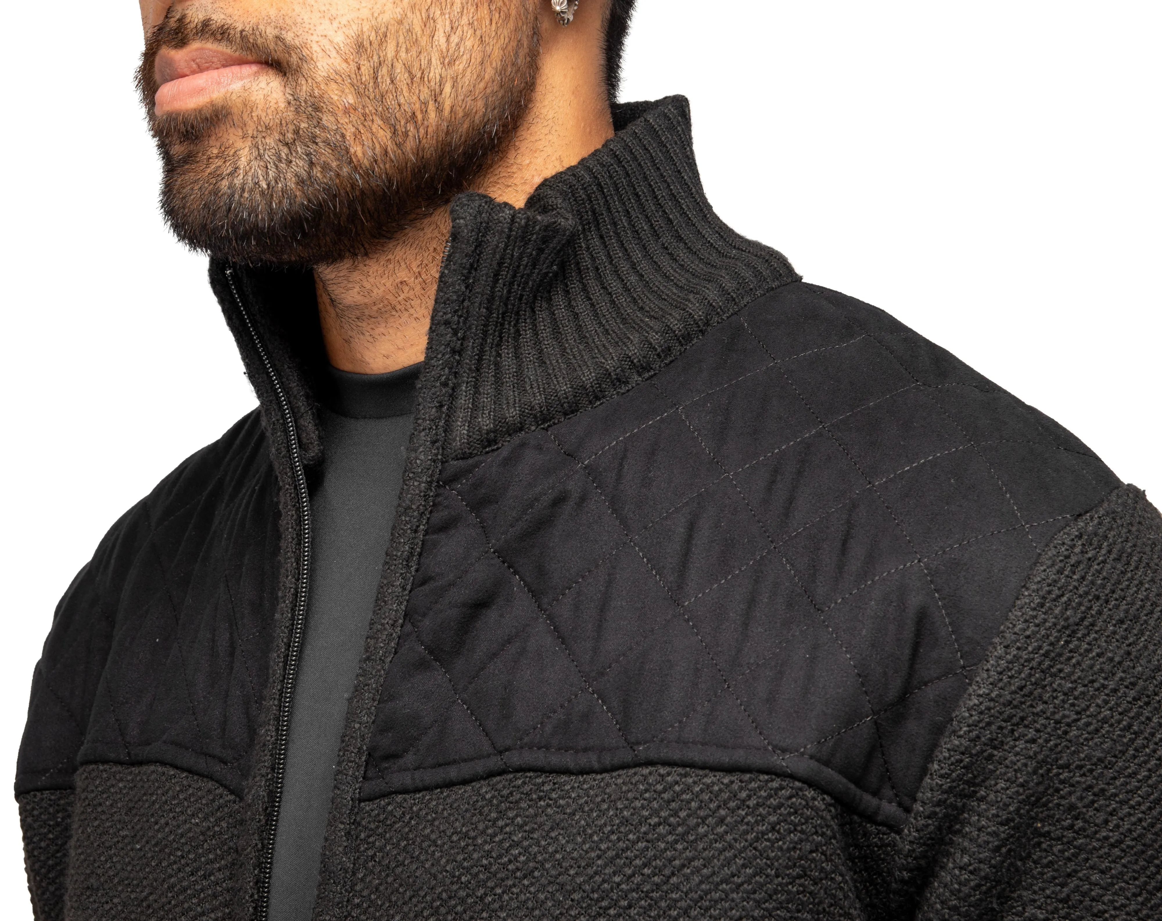 X RAY Men's Zip Up Jacket with Suede Peicing & Lining